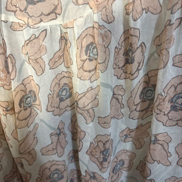 Lucky Brand Womens Floral Print Blouse 1X Lightweight Long Sleeve Ruffle V-Neck - Picture 3 of 6